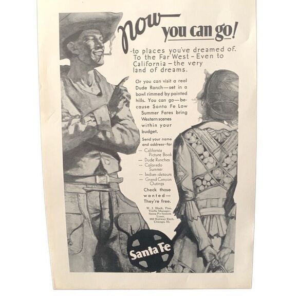 Vintage 1931 Santa Fe Now You Can Go Ad Advertisement - Picture 4 of 4